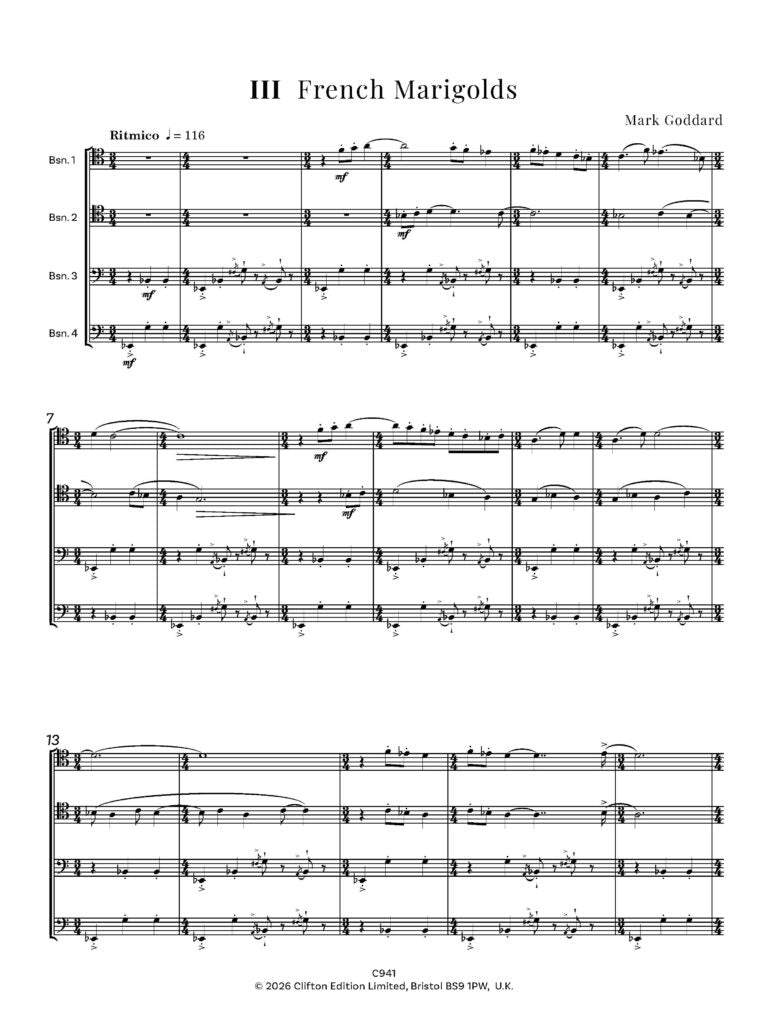 Goddard - Chesterton Flowers (Bassoon Quartet)- Digital Download