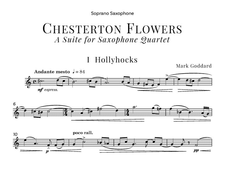 Goddard - Chesterton Flowers (Saxophone Quartet)- Digital Download