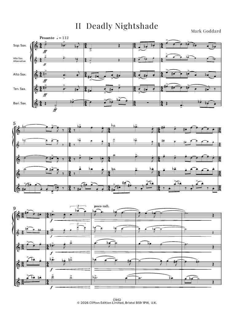 Goddard - Chesterton Flowers (Saxophone Quartet)- Digital Download