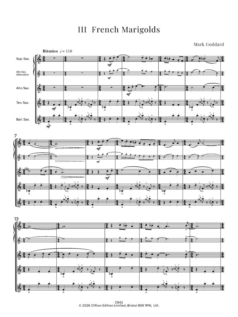 Goddard - Chesterton Flowers (Saxophone Quartet)- Digital Download