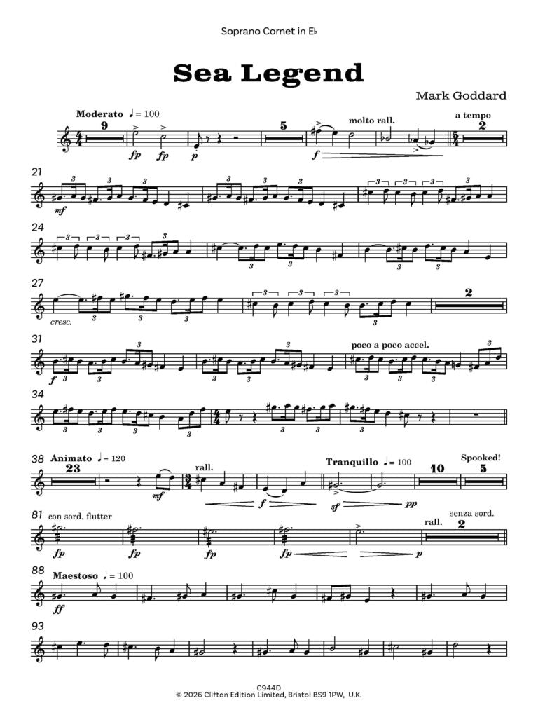 Goddard, Mark - Sea Legend for Brass Band   - Digital Download
