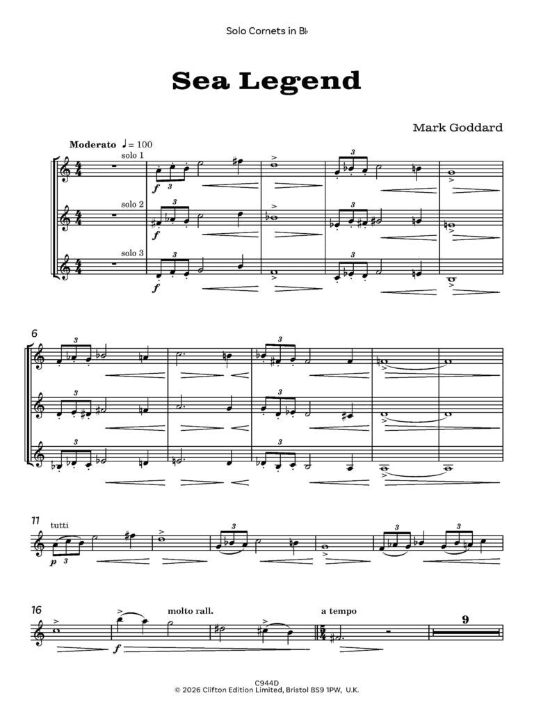 Goddard, Mark - Sea Legend for Brass Band   - Digital Download