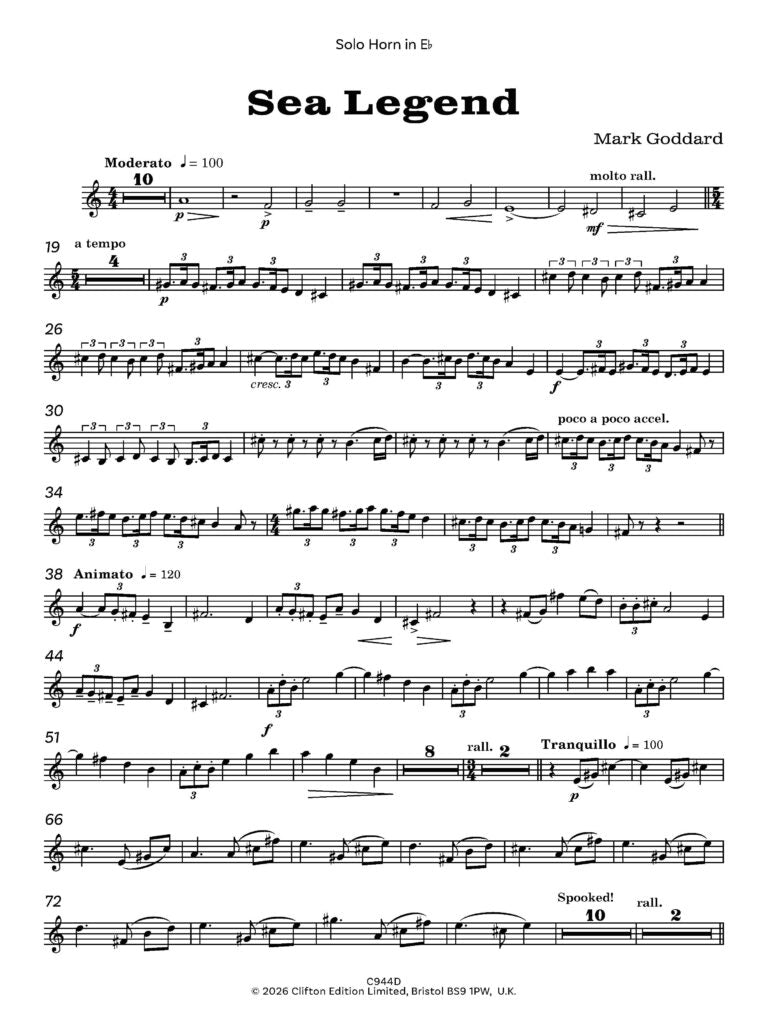Goddard, Mark - Sea Legend for Brass Band   - Digital Download