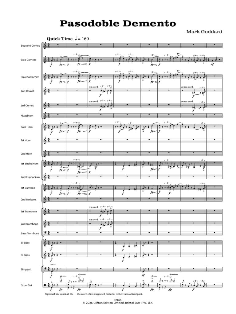 Goddard, Mark - Pasodoble Demento – a Lollipop for Brass Band   - Digital Download