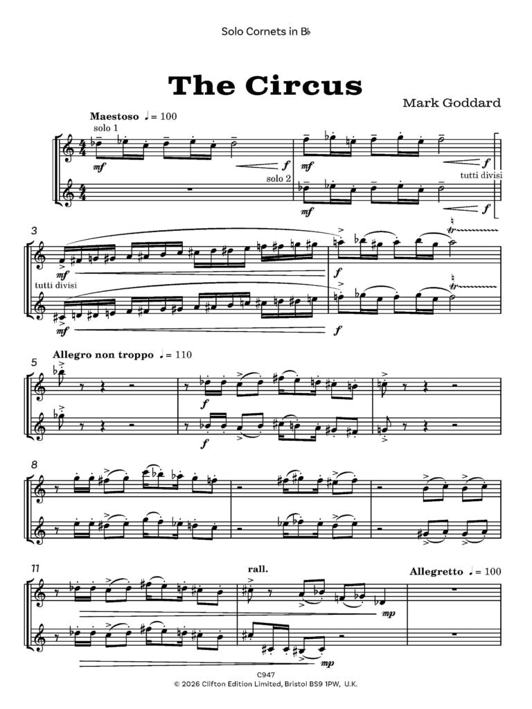 Goddard, Mark - The Circus for Brass Band A Light Overture   - Digital Download