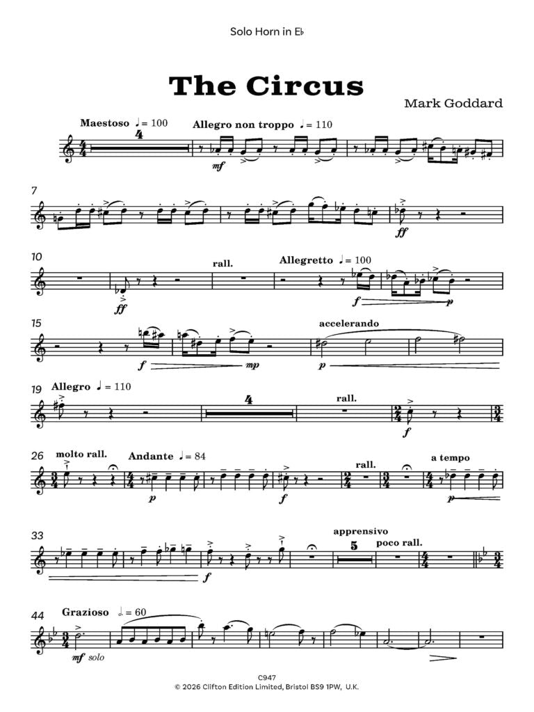 Goddard, Mark - The Circus for Brass Band A Light Overture   - Digital Download