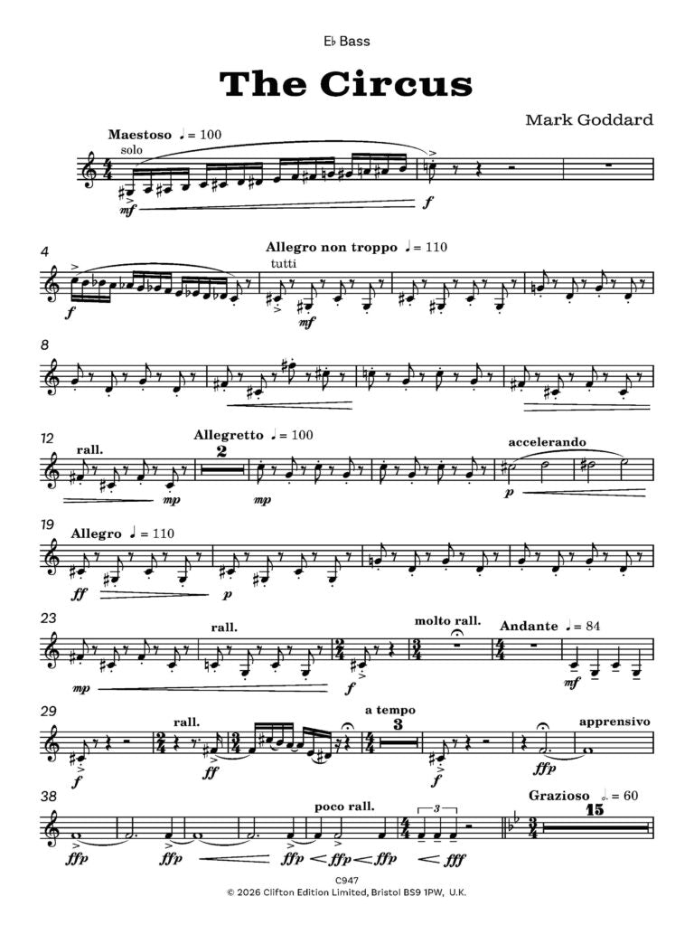Goddard, Mark - The Circus for Brass Band A Light Overture   - Digital Download