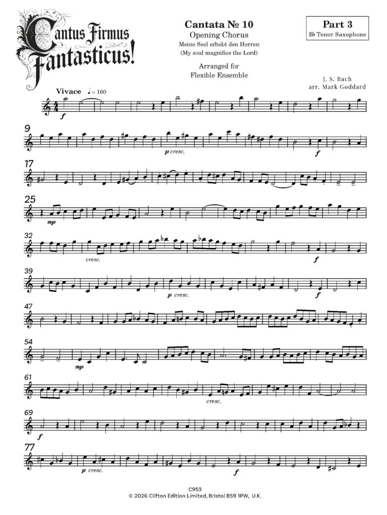 Bach J S arr. Mark Goddard - Cantus Firmus Fantasticus!  for flexible ensemble - (Digital Download)