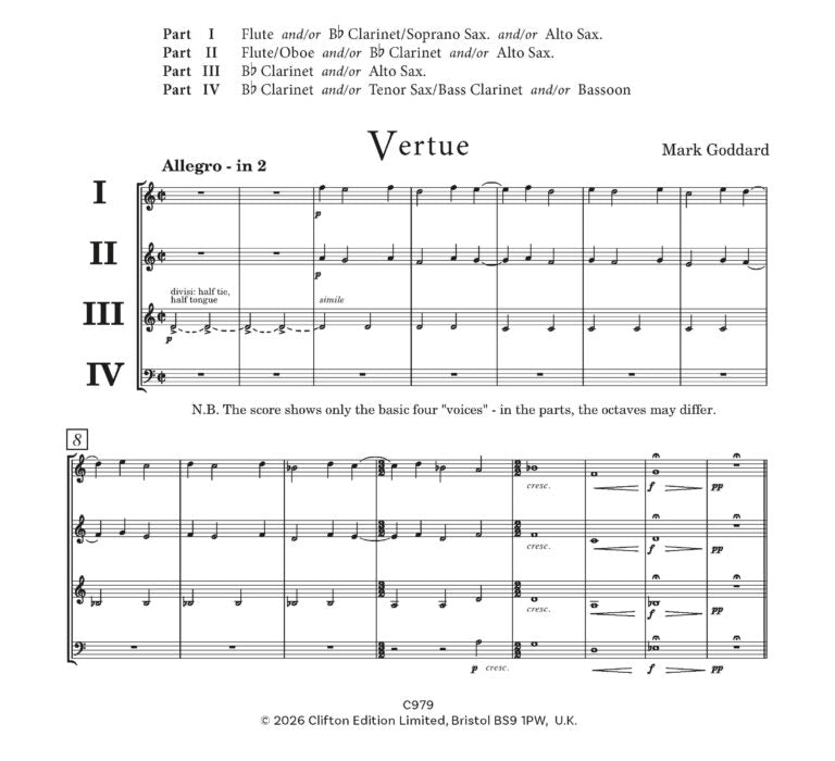 Goddard, Mark - Springtide for flexible ensemble - (Digital Download)