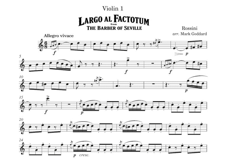 Gioacchino Rossini arr. Mark Goddard - Largo al Factotum from The Barber of Seville for string Quartet - Digital Download