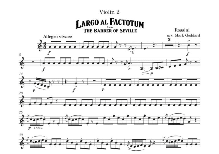 Gioacchino Rossini arr. Mark Goddard - Largo al Factotum from The Barber of Seville for string Quartet - Digital Download