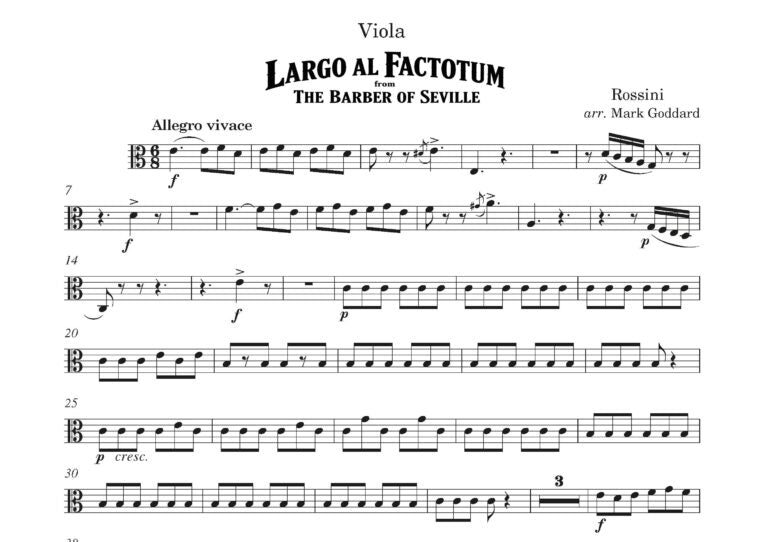 Gioacchino Rossini arr. Mark Goddard - Largo al Factotum from The Barber of Seville for string Quartet - Digital Download