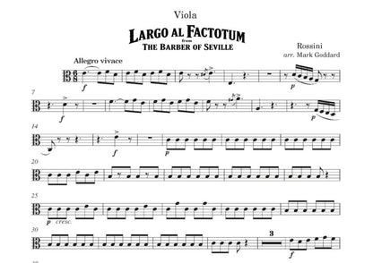 Gioacchino Rossini arr. Mark Goddard - Largo al Factotum from The Barber of Seville for string Quartet - Digital Download