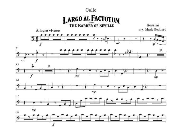 Gioacchino Rossini arr. Mark Goddard - Largo al Factotum from The Barber of Seville for string Quartet - Digital Download