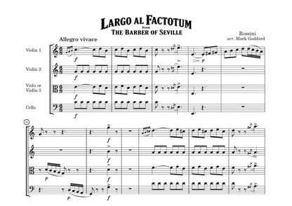 Gioacchino Rossini arr. Mark Goddard - Largo al Factotum from The Barber of Seville for string Quartet - Digital Download