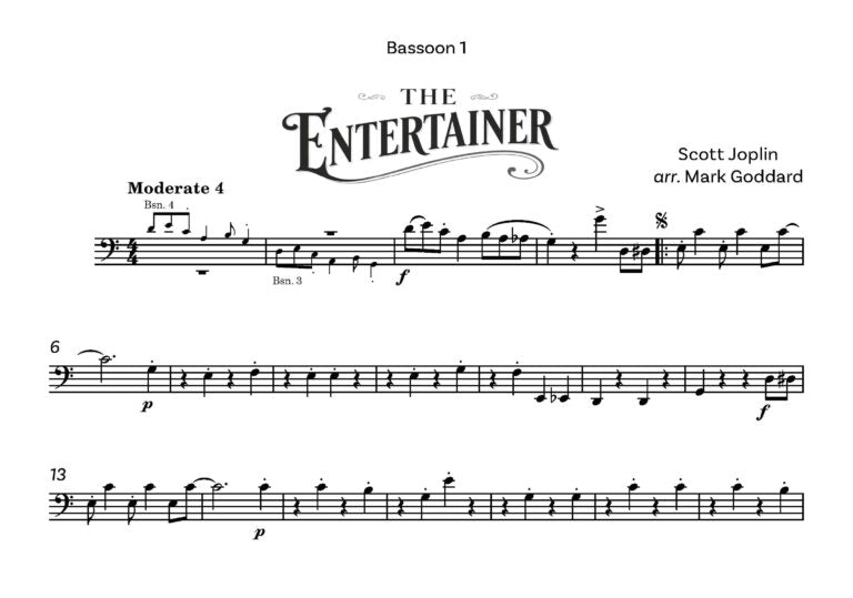Scott Joplin arr. Mark Goddard- The Entertainer (Bassoon Quartet)- Digital Download