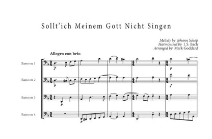 Johann Sebastian Bach arr. Mark Goddard - Bach Chorale Bassoon Collection (Bassoon Quartet)- Digital Download