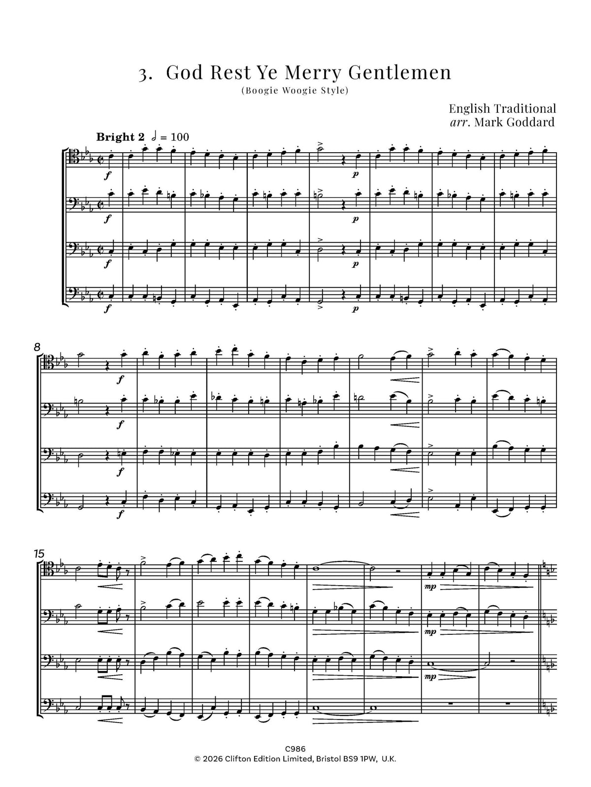Traditional arr. Mark Goddard and John Widger - Christmas Bassoon Collection (Bassoon Quartet)- Digital Download