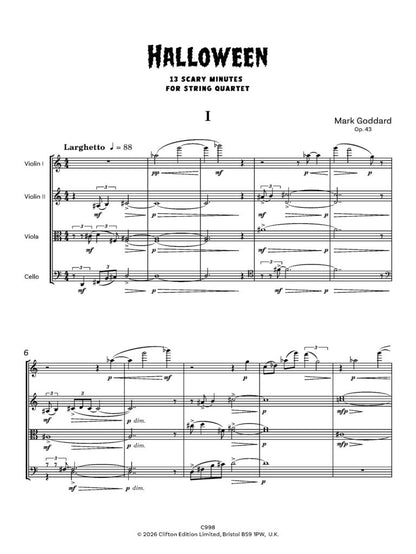 Mark Goddard - Halloween 13 Scary Minutes for String Quartet - Digital Download