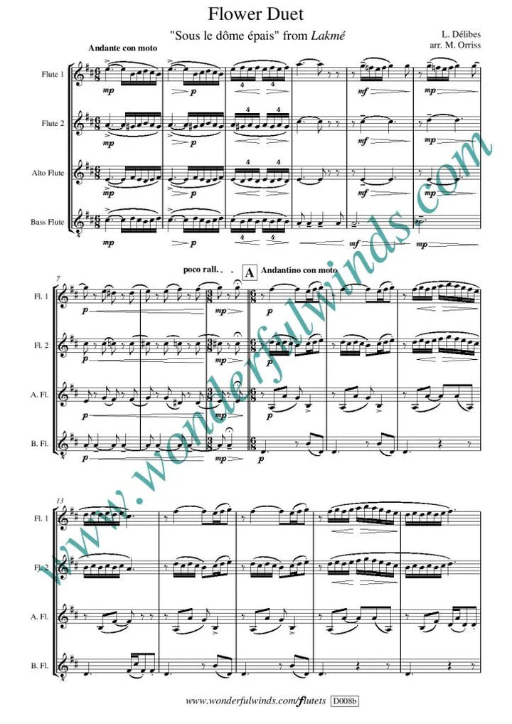 Delibes - The Flower Duet from  "Lakme" Four Flutes - Digital Download