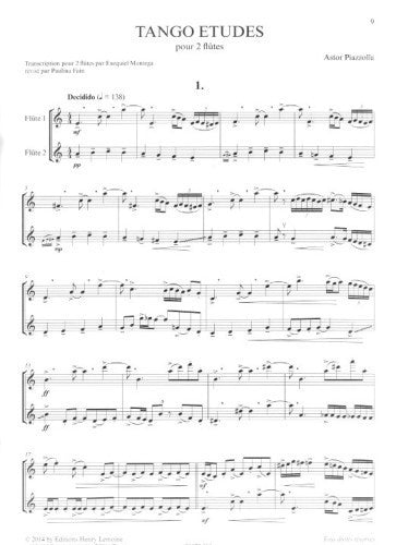 Piazzolla, A- Tango-Etudes arranged for two flutes