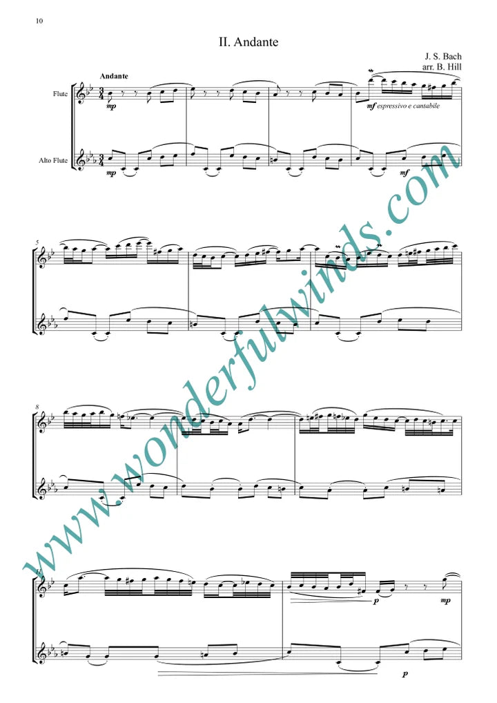 Bach, J. S. - Italian Concerto BWV 971 - for Flute and Alto Flute - (Digital Download)