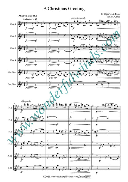 Elgar, E./Elgar, C.A.- A Christmas Greeting - for flute ensemble  Digital Download