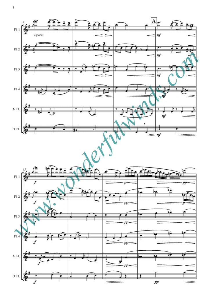 Elgar, E./Elgar, C.A.- A Christmas Greeting - for flute ensemble  Digital Download