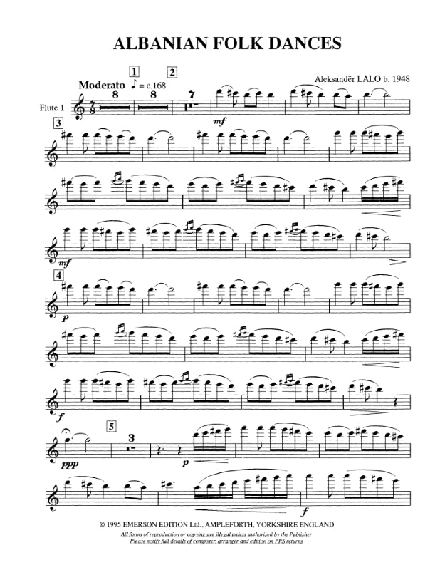 Lalo, Aleksander - Albanian Dances for wind ensemble