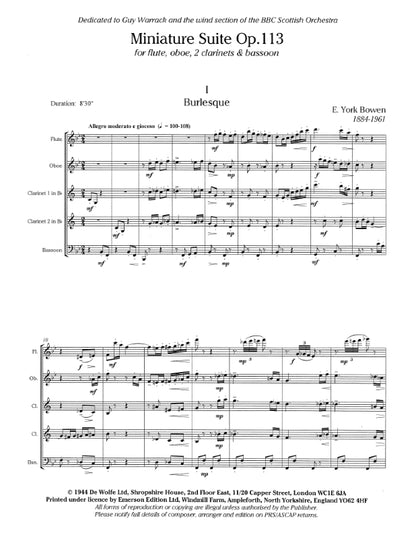 Bowen, York Miniature Suite for wind ensemble