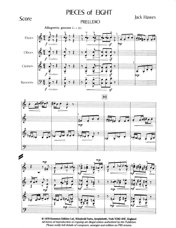 Hawes- Pieces of Eight for woodwind ensemble