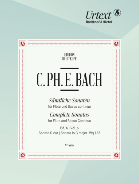 CPE Bach Complete Sonatas Vol 6 Sonata in G major Wq 133 (DIGITAL EDITION)