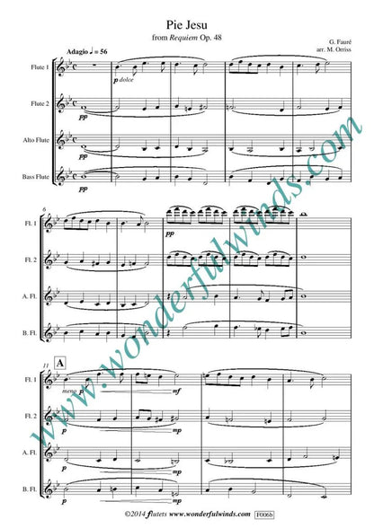 Faure/Orriss - Pie Jesu for 4 flutes - Digital Download