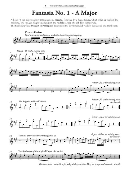 Walker - Telemann Fantasias Workbook -