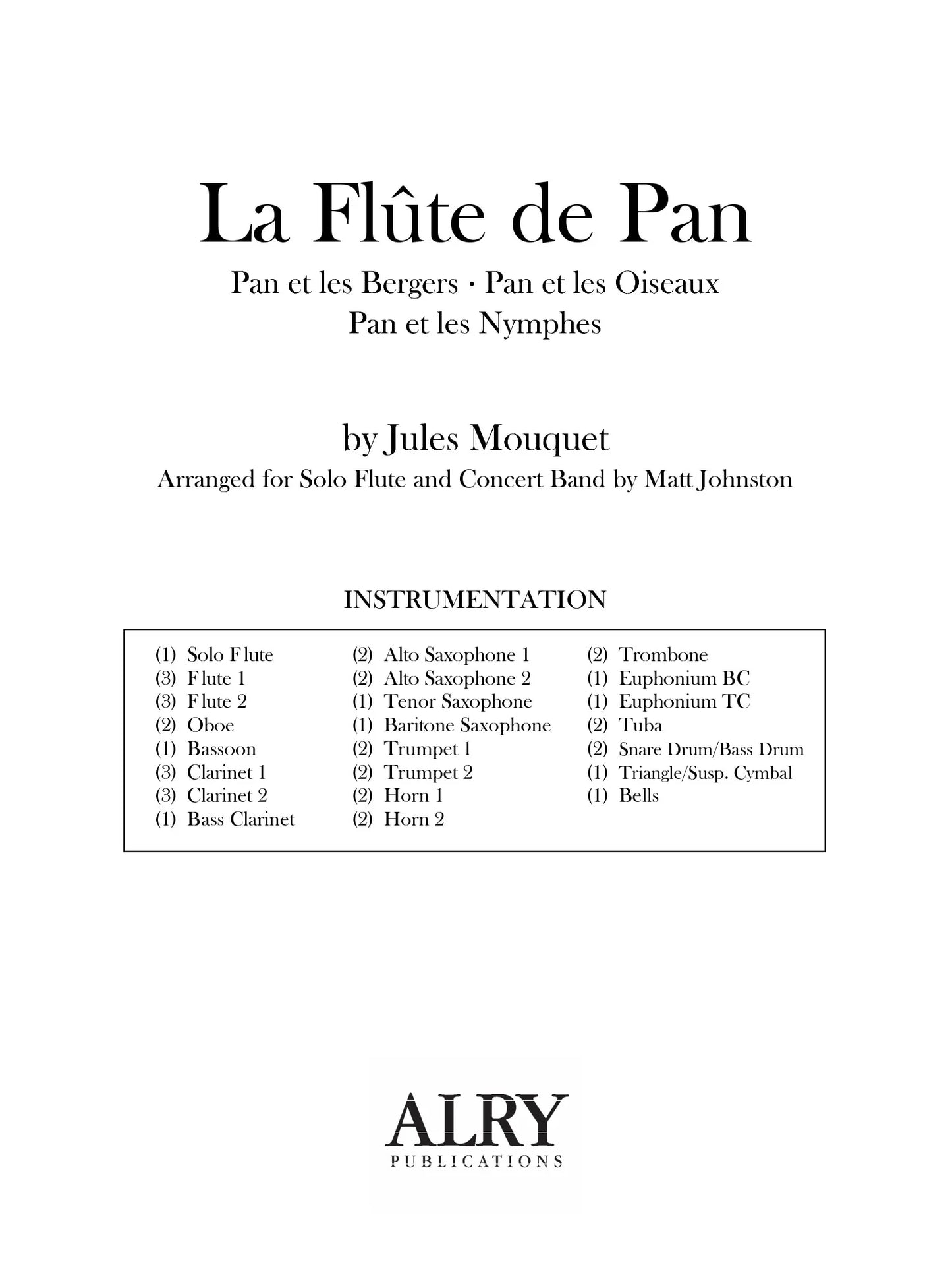 Mouquet (arr. Johnston) - La Flute de Pan (Solo Flute and Concert Band