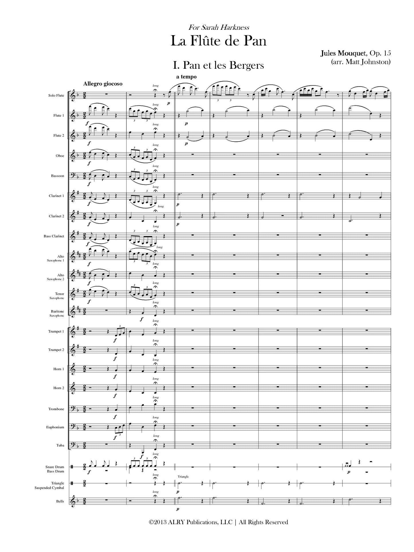 Mouquet (arr. Johnston) - La Flute de Pan (Solo Flute and Concert Band