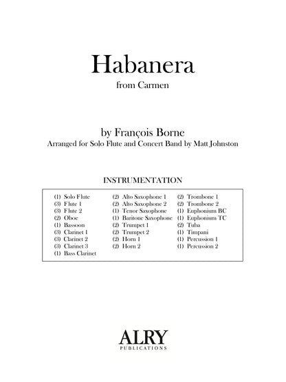 Borne (arr. Johnston) - Habanera (Solo Flute and Concert Band)