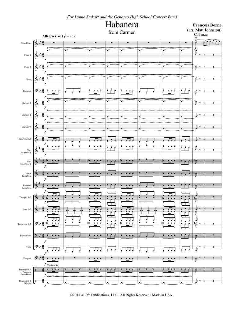 Borne (arr. Johnston) - Habanera (Solo Flute and Concert Band)