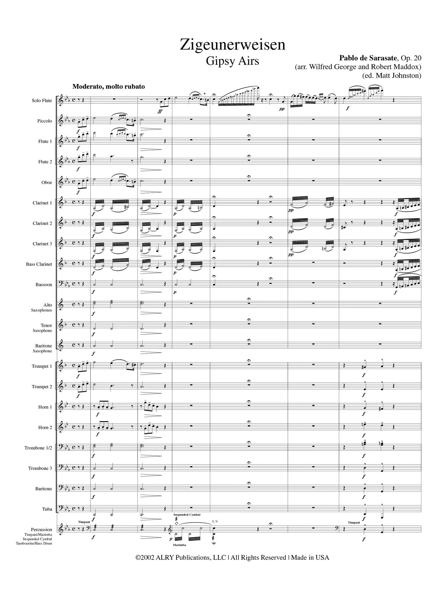 Sarasate (arr. Maddox/George) - Zigeunerweisen (Solo Flute and Concert
