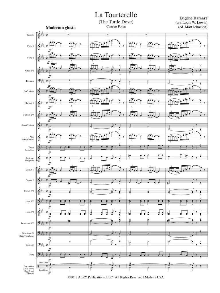 Damare (arr. Johnston) - La Tourterelle (Solo Piccolo and Concert Band