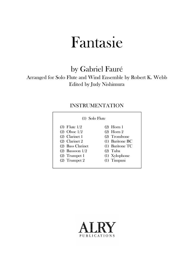 Faure (arr. Webb/Nishimura) - Fantasie (Solo Flute and Concert Band)