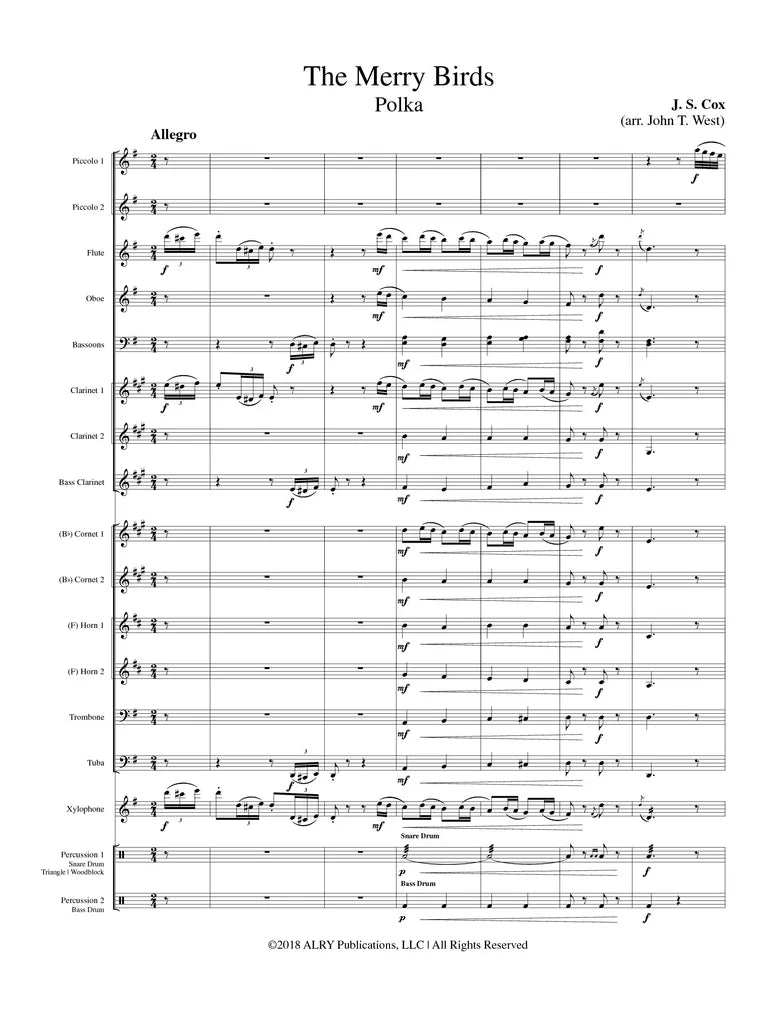 Cox (arr. West) - The Merry Birds (Two Piccolos and Wind Ensemble)