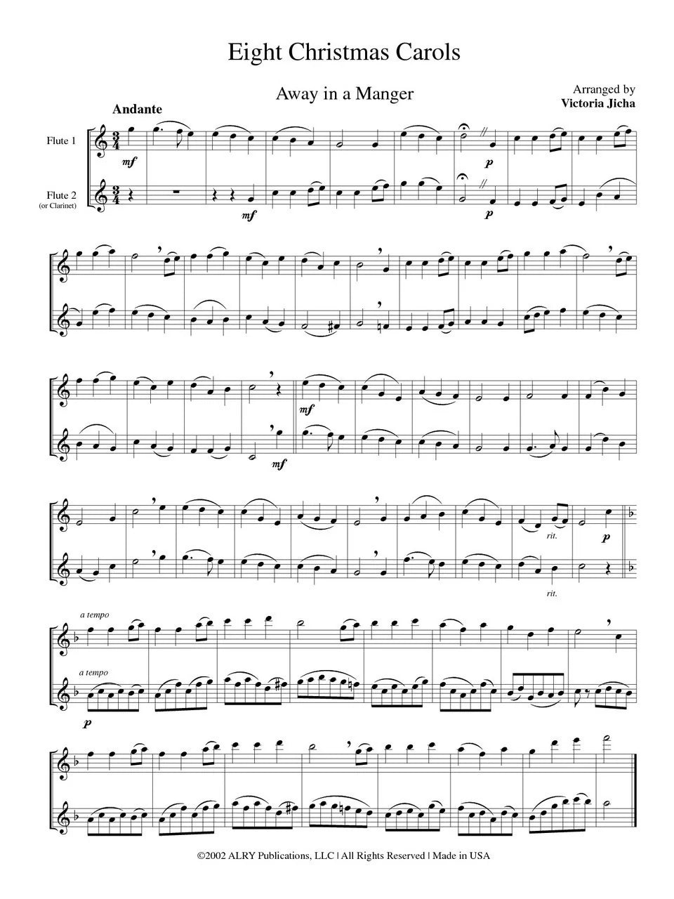 Jicha - Christmas Carols for Flute Duet