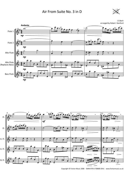 Bach, JS /Arr Rainford -Air from Suite no 3 in D for flute quartet - Digital Download