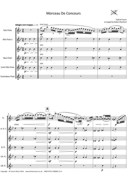 Faure, Gabriel  - Morceau de Concours for solo flute and low flute ensemble - Digital Download