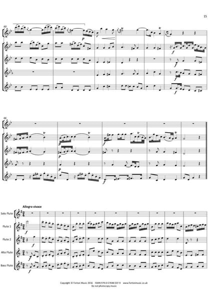 Quantz Concerto No. 161 in G QV5:174 for solo flute and flute Quartet - Digital Download