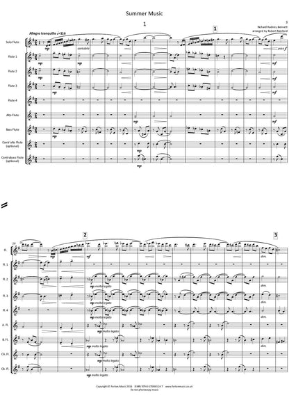 Bennett, RR -Summer Music-  for solo flute and low flute ensemble - Digital Download