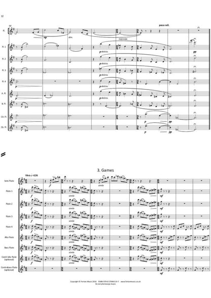 Bennett, RR -Summer Music-  for solo flute and low flute ensemble - Digital Download