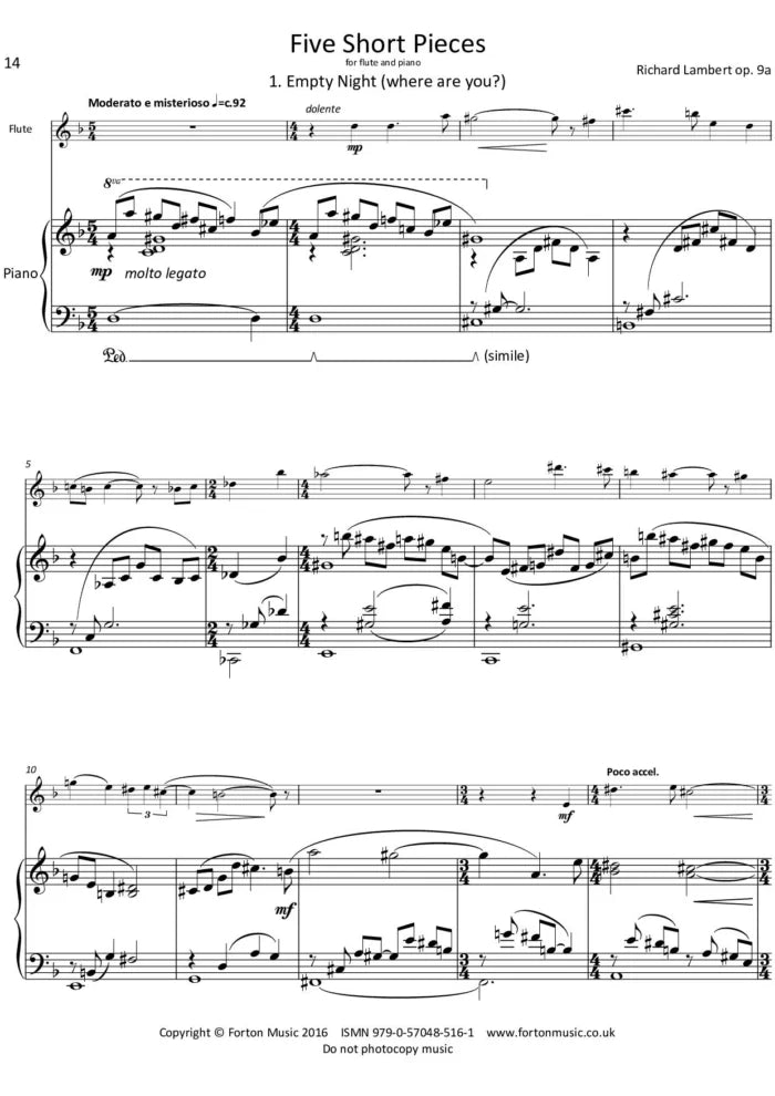 Lambert, Richard Cameos for flute and piano (Digital Download)