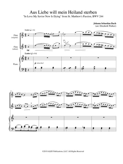 Bach (arr. Walker) - Aus Liebe will mein Heiland sterben for Flute and Piano
